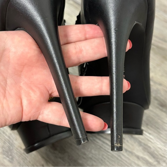Gianni Bini Leather Open Toe Platform Heels Size 11 - Picture 5 of 10